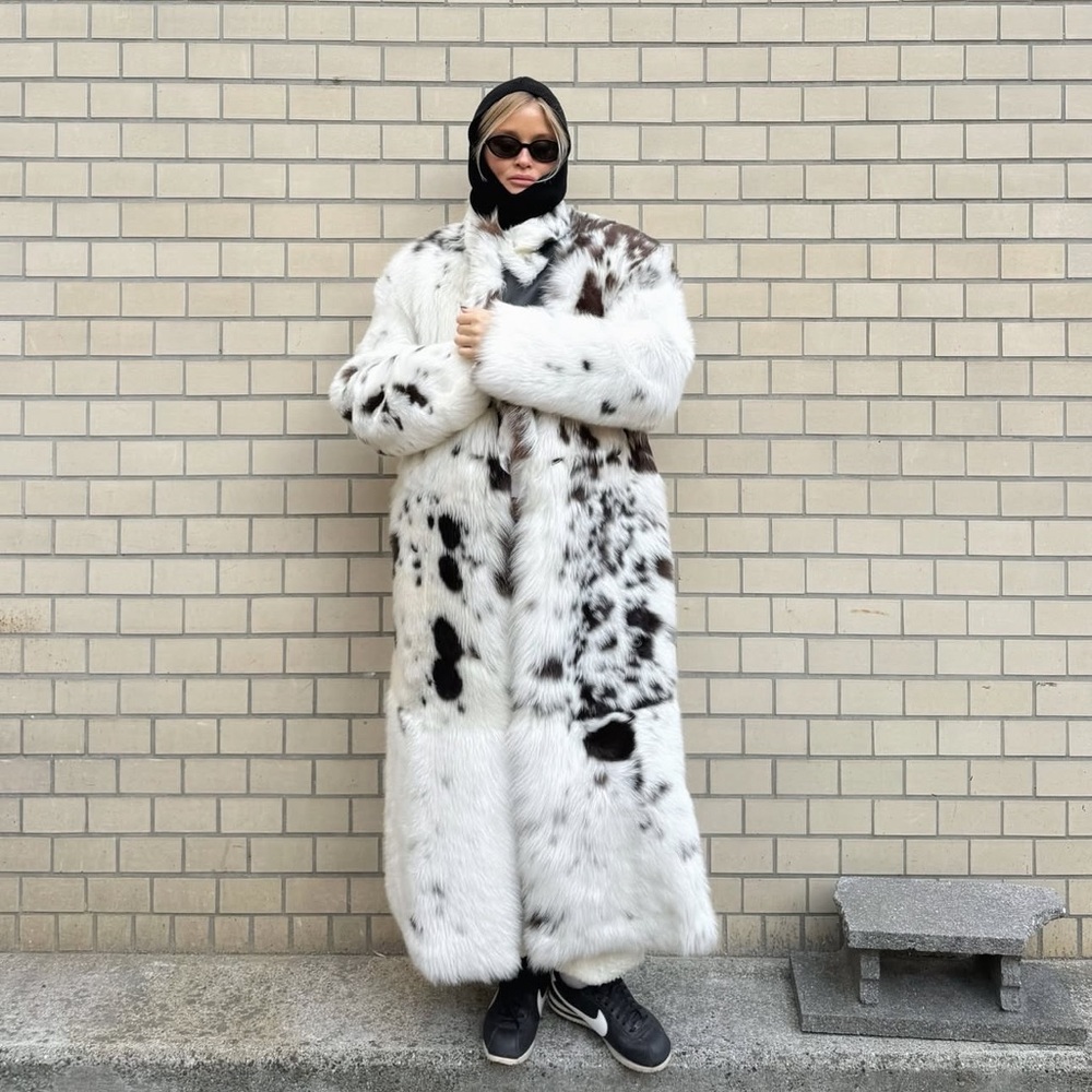 Zara Faux Fur Animal Print Coat